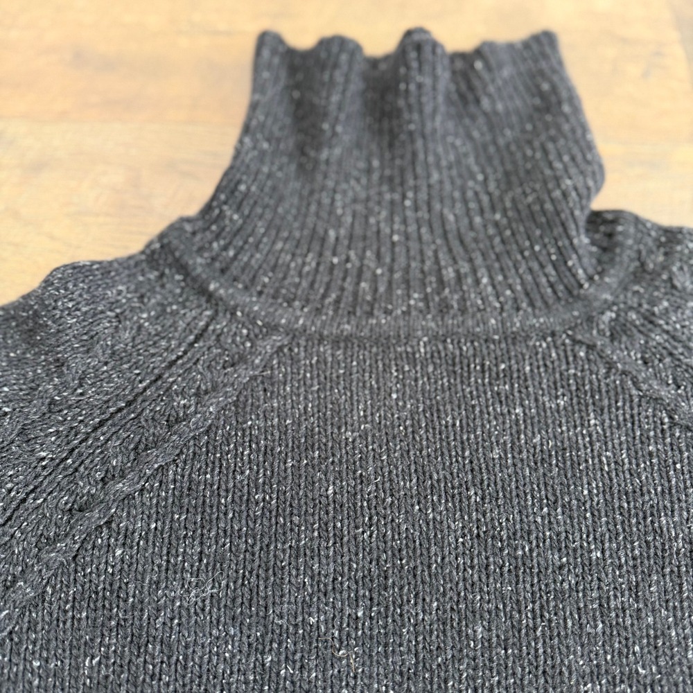 Gap Womens Charcoal Grey Lambswool Silk Turtleneck Marled‎ Sweater Large W19 - Picture 2 of 10